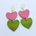 Double Heart - Pink and Green