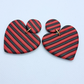 Big Heart Earrings - Black and Red