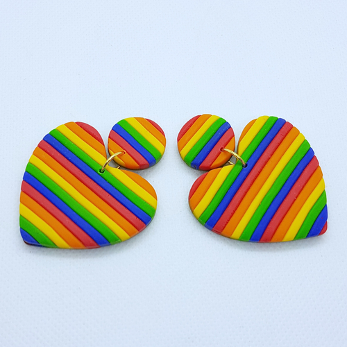 Big Heart Earrings - Rainbow